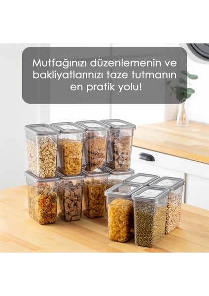 12'li 1100 ml Etiketli Plastik Erzak Saklama Kabı Seti – Sızdırmaz Kapaklı Şeffaf Tasarım, Mutfak Düzeni ve Gıda Koruma İçin modelleri