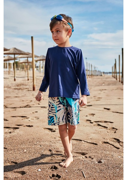 Lacivert Desenli Erkek Çocuk Şort B2431 modelleri