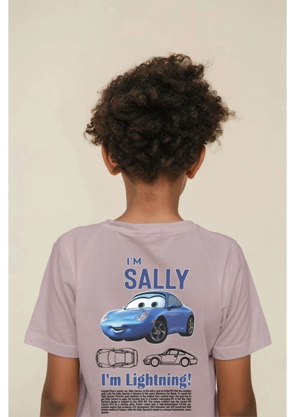 Sally & Mcqueen Cars %100 Pamuklu Bisiklet Yaka Unisex Çocuk T-Shirt