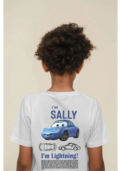 Sally & Mcqueen Cars %100 Pamuklu Bisiklet Yaka Unisex Çocuk T-Shirt