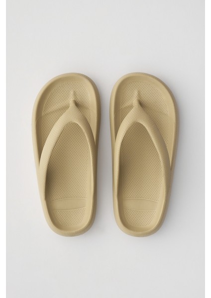 Camilo Koyu Bej Parmak Arası Platform Plaj - Günlük Terlik