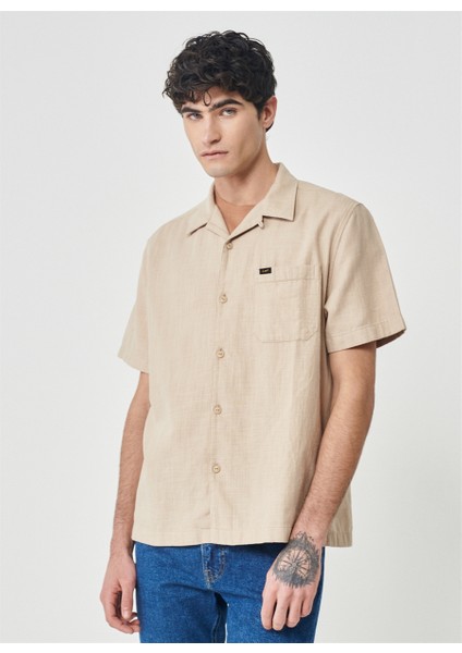 Regular Fit Bej Erkek Gömlek L67PLDUQ_KISA Kollu Gömlek Beden: Xl