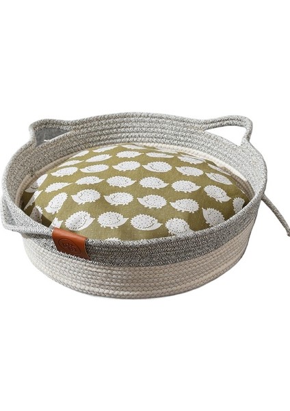 Yuvarlak Rattan Kedi Yuvası, El Dokuması Uzun Kuyruklu Evcil Hayvan Yuvası, Yuvarlak Şekil (Yurt Dışından)