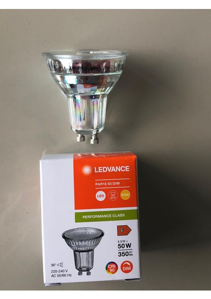 5 Adet Ledvance Gu 10 Dimli LED 4.5W=50W 350 Lümen 2700 Kelvin Sarı