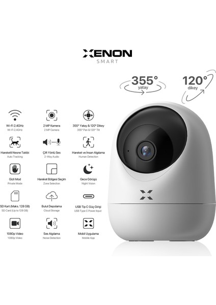 XenonSmart Akıllı Wifi Kamera Iç Mekan Kamerası Smart Kamera