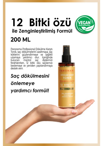 Panorama Professional Tonik 200 ml /biotin Caffein Niacin (Vitamin B3) Zinc PcaProvitamin B5 (Panthenol)-VEGAN - SÜLFATSIZ