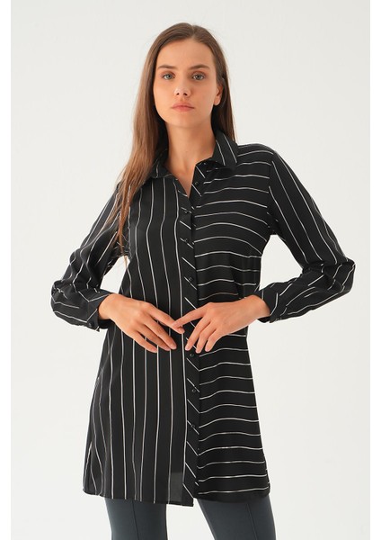 4232A Çizgi Detay Salaş Tunik Siyah fiyatları