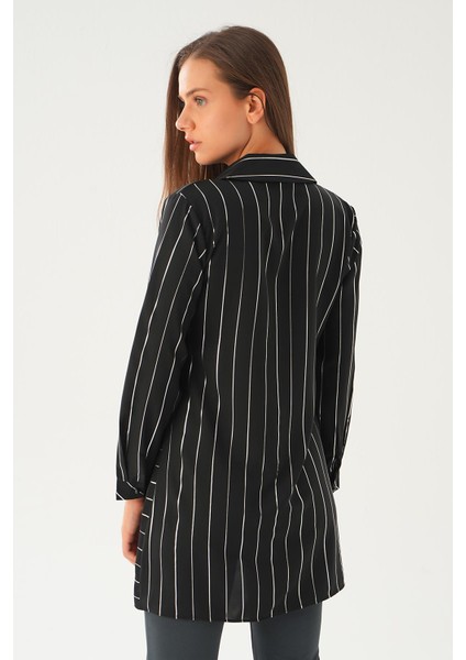 4232A Çizgi Detay Salaş Tunik Siyah indirimleri