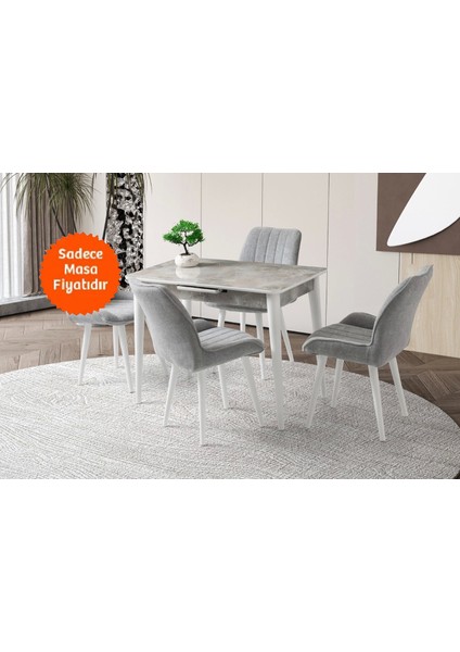 Ortadan Açılır Büyüyen Parlak Ahşap Yemek Masası Mermer Desenli 70X120CM Sadece Masa Fiyatıdır