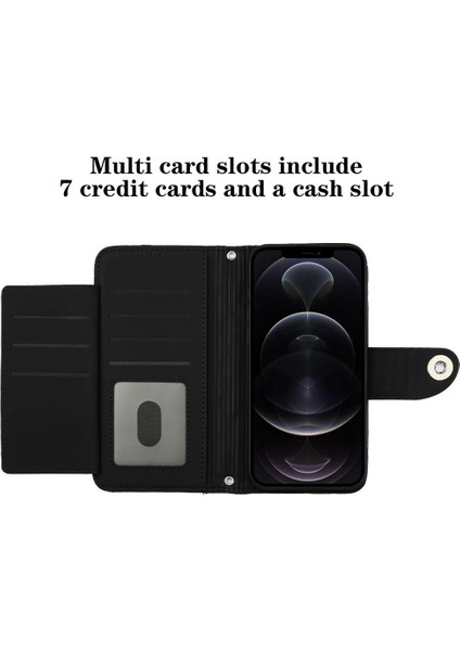 IPhone 13 Için Kılıf Pro Max Kart Tutucu Cüzdan Kapak Bilek Şerit Darbeye (Yurt Dışından)