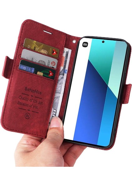 Xiaomi Redmi Not 13 4g Kart Yuvaları Için Kılıf Cüzdan Kapak Çevirin Tpu Deri (Yurt Dışından)