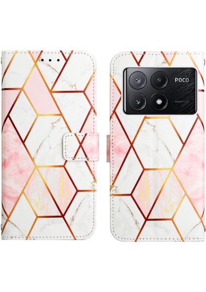 Xiaomi Poco X6 Pro Mermer Desen Pu Deri Cüzdan Kickstand (Yurt Dışından)
