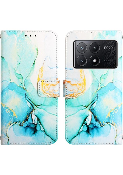 Xiaomi Poco X6 Pro Mermer Desen Pu Deri Cüzdan Kickstand (Yurt Dışından)