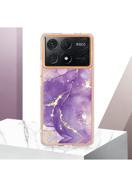 Xiaomi Poco X6 Pro Ince Tpu Koruma Mermer Desen Yumuşak Tampon (Yurt Dışından)