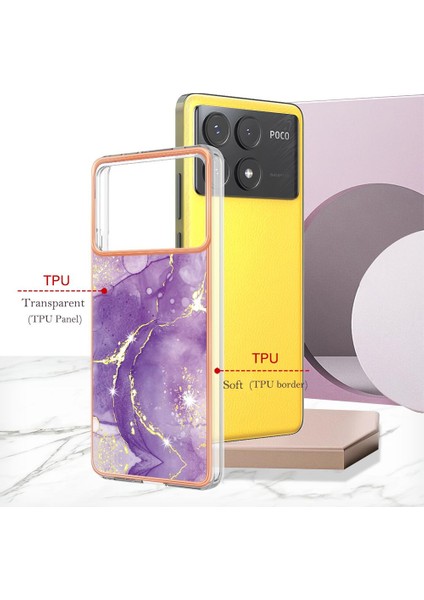 Xiaomi Poco X6 Pro Ince Tpu Koruma Mermer Desen Yumuşak Tampon (Yurt Dışından)