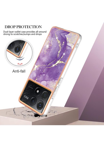 Xiaomi Poco X6 Pro Ince Tpu Koruma Mermer Desen Yumuşak Tampon (Yurt Dışından)