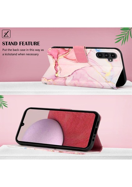 Samsung Galaxy A15 Pu Deri Cüzdan Mermer Desen Kickstand Için Kılıf (Yurt Dışından)