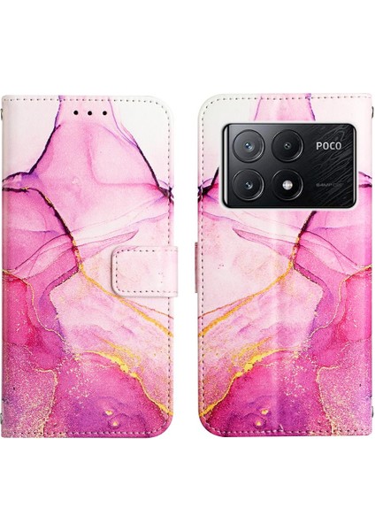Xiaomi Poco X6 Pro Mermer Desen Pu Deri Cüzdan Kickstand (Yurt Dışından)