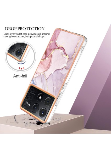 Xiaomi Poco X6 Pro Ince Tpu Koruma Mermer Desen Yumuşak Tampon (Yurt Dışından)