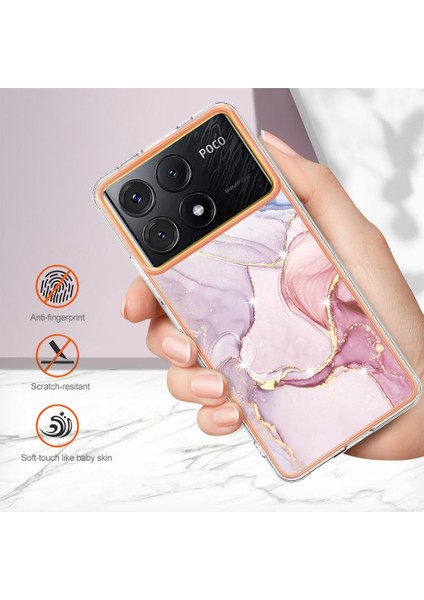 Xiaomi Poco X6 Pro Ince Tpu Koruma Mermer Desen Yumuşak Tampon (Yurt Dışından)