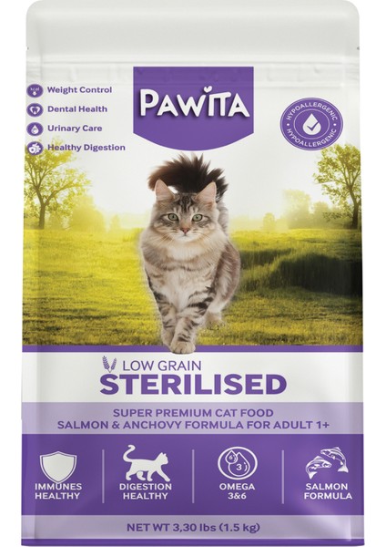 Hypoallergenic Sterilised Super Premium Somonlu Kısırlaştırılmış Yetişkin Kedi Maması 1,5 kg