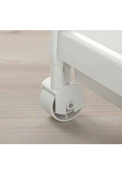 Vesken Tekerlekli Raf Ünitesi 3 Katlı Beyaz Banyo Rafı Mutfak Rafı Servis Sehpası Organizer