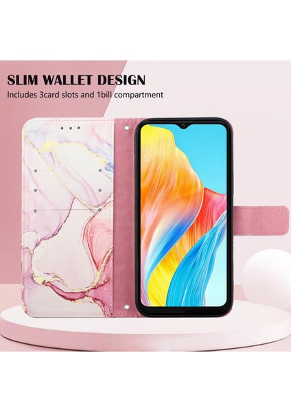 Oppo A38 4g Kickstand Mermer Desen Pu Deri Cüzdan Için Kılıf (Yurt Dışından) fırsatları