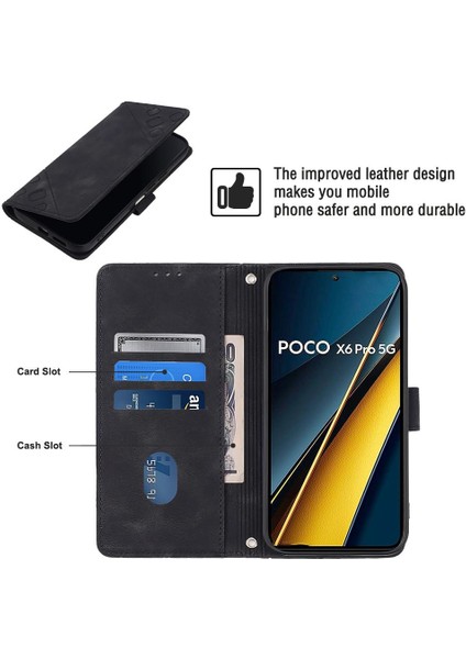 Xiaomi Poco X6 Pro Için Kılıf Cüzdan Kapak Çevirin Manyetik Deri Kart Tutucu (Yurt Dışından)
