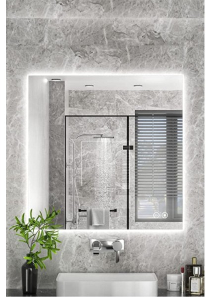 Karaçam Dekor LED Işıklı 57 x 57 cm Kare Banyo ve Konsol Aynası