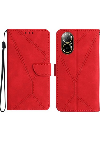 Realme C67 4g Yüksek Kalite Tpu Dikiş Kabartmalı Deri Cüzdan (Yurt Dışından)