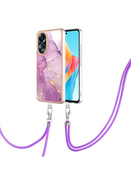 Mellow Shop Oppo A58 4g Mermer Tampon Anti-Çizik Yumuşak Crossbody Kordon Için Kılıf (Yurt Dışından)