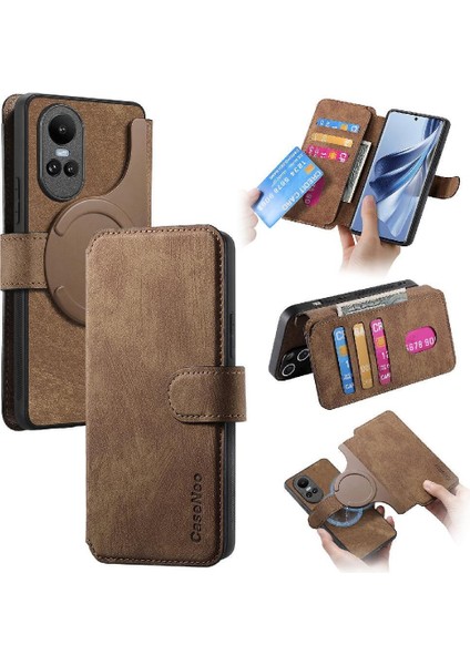 Oppo Oppo 10 5g Mıknatıs Koruyucu Malzeme Için Flip Case Retro Kart Standı (Yurt Dışından)