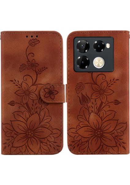 Infinix Not 40 Pro Artı Cüzdan Manyetik Kabartmalı Zambak Kart Için Flip Case (Yurt Dışından)