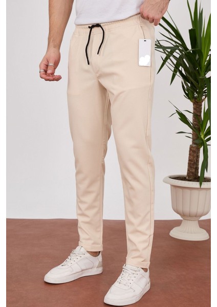 Bayaygun 4014 Duble Paça Joger Düz Pantolon_bej