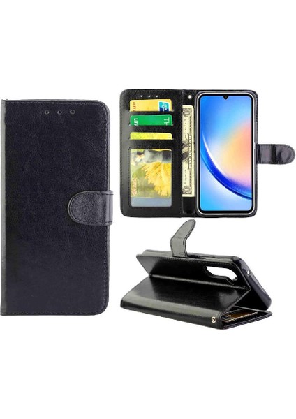 Samsung Galaxy A34 5g Kart Tutucu Darbeye Kickstand Pu Için Flip Case (Yurt Dışından)