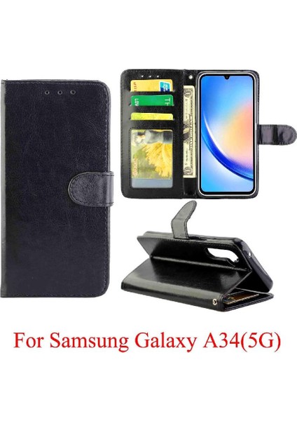 Samsung Galaxy A34 5g Kart Tutucu Darbeye Kickstand Pu Için Flip Case (Yurt Dışından) fırsatları