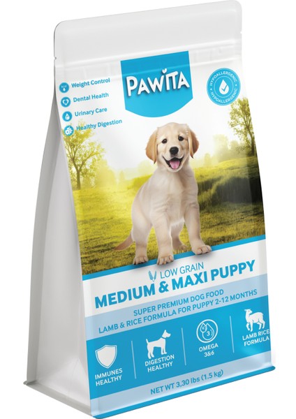 Hypoallergenic Medium Puppy Super Premium Kuzu Etli Orta ve Büyük Irk Yavru Köpek Maması 1,5 kg