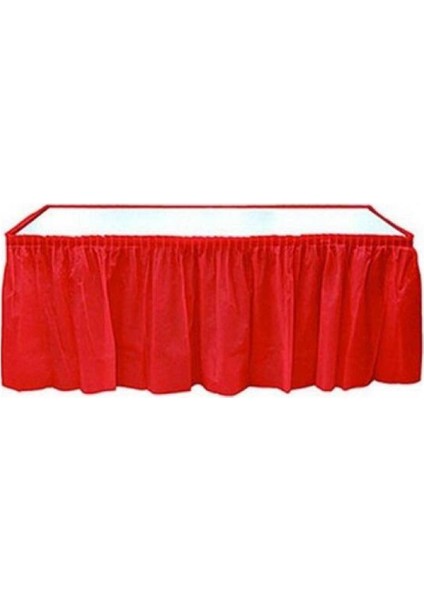 Plastik Masa Eteği Kullan At Masa Eteği 75x426 cm Kırmızı Renk