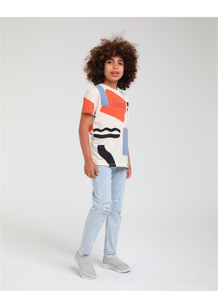 Erkek Çocuk Pamuklu Baskılı Salaş Kesim Tshirt