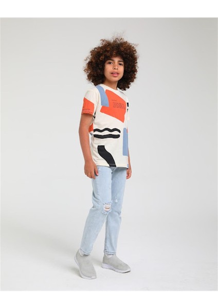 Erkek Çocuk Pamuklu Baskılı Salaş Kesim Tshirt