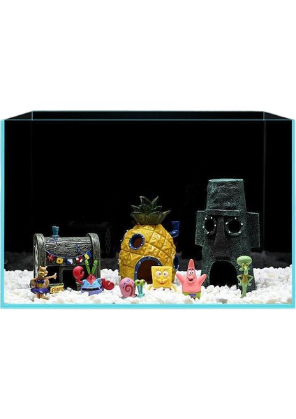 Balık Tankı Peyzaj Akvaryum Dekorasyonu Spongebob Squarepants 6 Parçalı Set Hideaway Evi 3 Parçalı Set (Yurt Dışından)