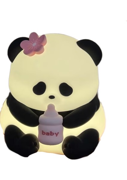 Panda Gece Lambası Sevimli Süs Yüksek Görünümlü Ortam Işığı Sensörü Göz Koruması Ses Modeli (Yurt Dışından)