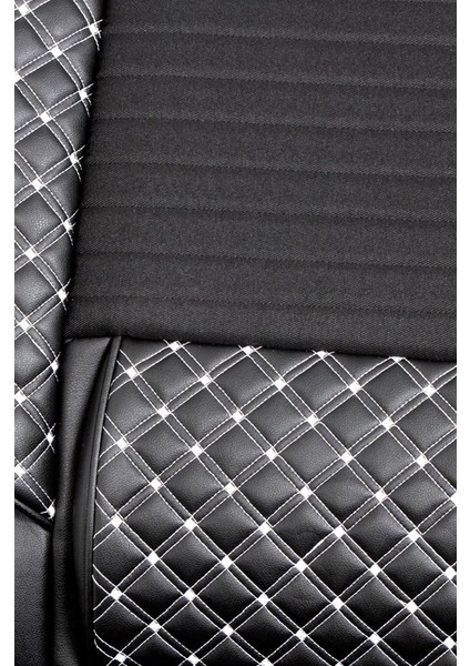 volvo V50 Uyumlu Deri Oto Koltuk Kılıfı Ön Arka Set Siyah Beyaz Elite Model Sc modelleri