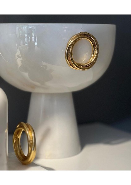 Olivya- Beyaz Mermer Banyo Seti - 7 Parça - Gold Detaylı- Mermer Kase-Havluluk fiyatları