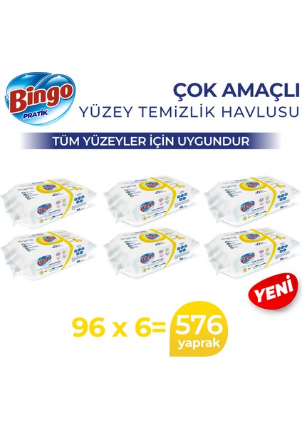 Pratik Yüzey Temizlik Havlusu limon 96X6 (576 Yaprak)