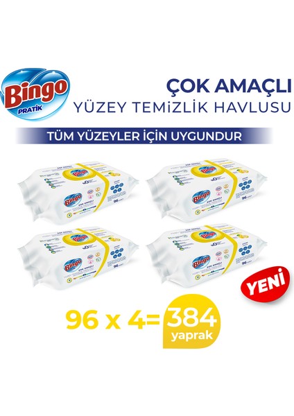 Pratik Yüzey Temizlik Havlusu limon 96X4 (384 Yaprak)