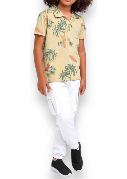 Erkek Çocuk Pamuklu Havai Desenli Polo Yaka Tshirt fırsatları