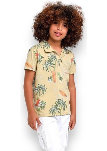 Erkek Çocuk Pamuklu Havai Desenli Polo Yaka Tshirt indirimleri