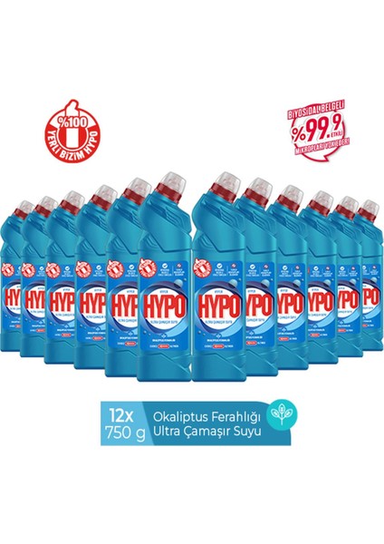 Hyper Hypo Ultra Kıvamlı Çamaşır Suyu Okaliptus 750 gr x 12 Adet