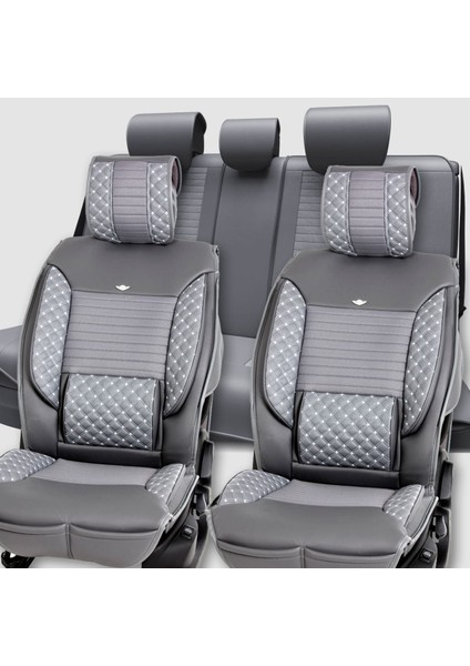 renault Megane 4 Hb Uyumlu Deri Oto Koltuk Kılıfı Ön Arka Set Füme Elite Model Sc